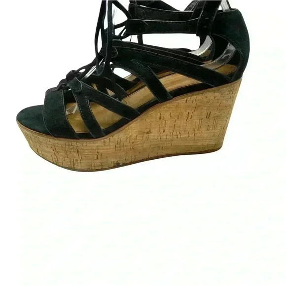 Lace up platform espadrille Frye heather cork platform suede  gladiator - Picture 2 of 8